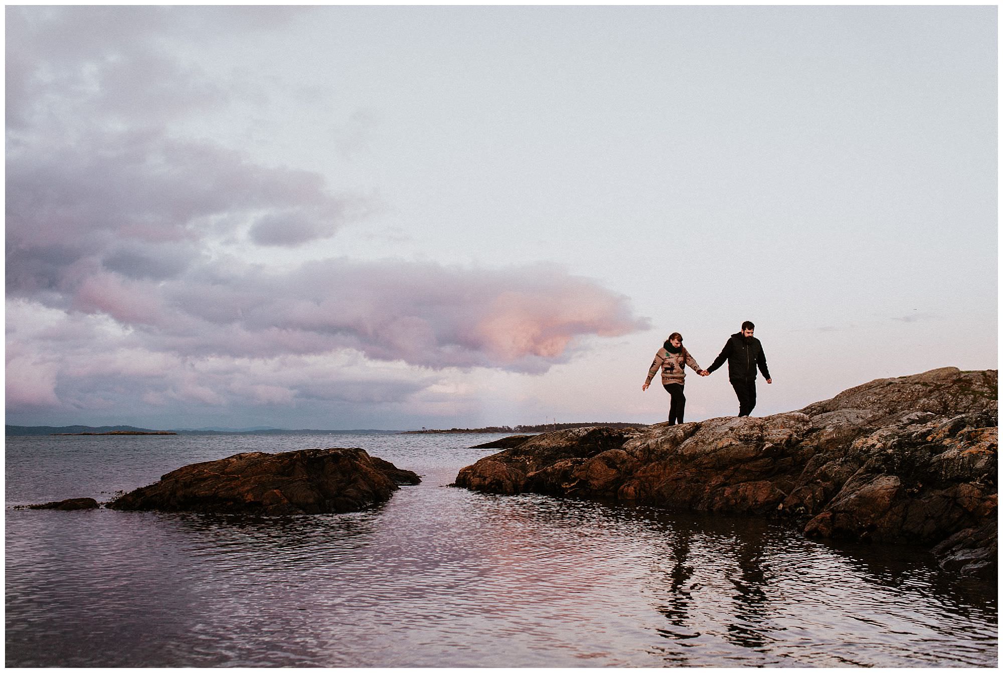 victoria wedding photographers, sunset engagement session at cattle point